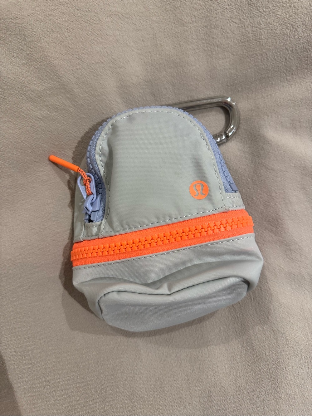 Lululemon Nano Backpack  - Light Gray & Neon Orange